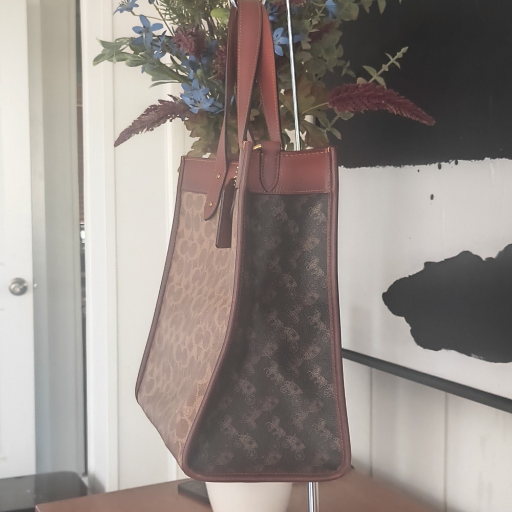 Coach Brown and Red Signature Tote Bag - Picture 5 of 8